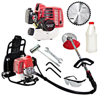 Imagem de Roçadeira Costal Nakashi C270N 25,4cc Motor NK270 2T á Gasolina Com Lâmina de Vídia Ideal Para Cortes Rápidos e Precisos