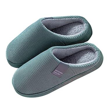 Imagem de Pantufas femininas macias e largas aconchegantes com espuma de memória, sapatos de pelúcia forrados com lã, para uso interno, externo, sola de borracha fechada, sapatos para casa para mulheres