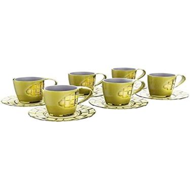 Imagem de Kit Caneca 250ml com Pires, Amarelo Transparente, 6 unidades, Crippa
