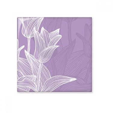 Imagem de Adesivo brilhante de azulejo de cerâmica com ilustração de tulipa de flor