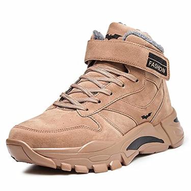 Imagem de Lee Coopel Winter Plus Velvet Shoes Botas masculinas de caminhada resistentes à água com cadarços, bico redondo – Sapatos masculinos para caminhada – Sapatos antiderrapantes para caminhada,