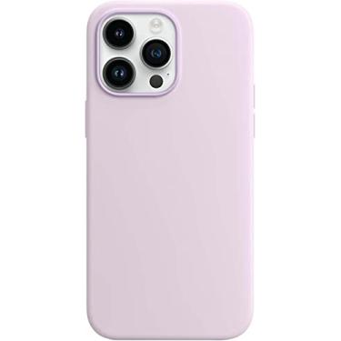 Imagem de SCRUBY Capa de telefone traseira de silicone líquido, para Apple iPhone 14 Pro Max capa resistente a arranhões à prova de choque com protetor de tela e protetor de lente (cor: roxo claro)