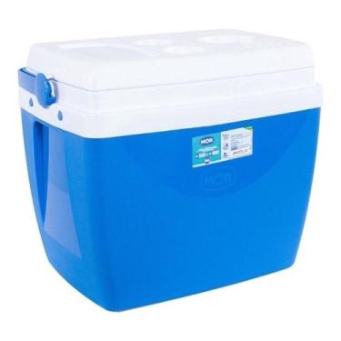Imagem de Caixa Térmica Cooler 34 Litros Até 50 Latas Com Alça Azul