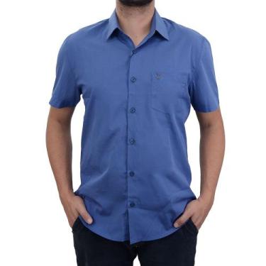 Imagem de Camisa Masculina Docthos Mc Comfort Tricoline Azul Médio - 119069