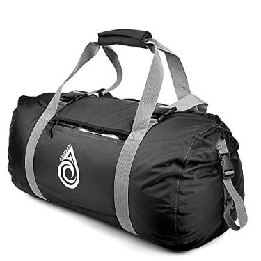 Imagem de AquaQuest Bolsa esportiva Slipstream – 100% impermeável, leve, durável, versátil, compacta – bolsa protetora seca para esportes, viagens, passeios de barco – 50L, preto, azul ou laranja, Preto, 50 L US