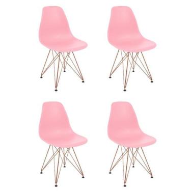 Imagem de Kit 4 Cadeiras Jantar Eiffel Eames Design Rosa Ferro Cobre - Sf. Home