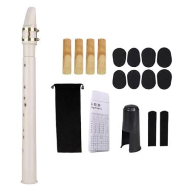 Imagem de Dynwave Mini saxofone de bolso com palhetas de boquilha, bolsa de transporte, ferramenta de prática perfeita, mini sax, instrumento de sopro para profissional, branco