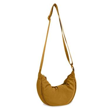 Imagem de Bolsa tiracolo de nylon, crescente, bolsas masculinas e femininas modernas, bolsa transversal pequena, estilo Hobo, Amarelo limão, Small