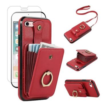 Imagem de Asuwish Capa de celular para iPhone 7/8/SE 2020/2022, capa carteira com protetor de tela, alça transversal, anel com suporte RFID para cartão de crédito, iPhone7, iPhone8, 7s, 8s, SE2020, SE2022,