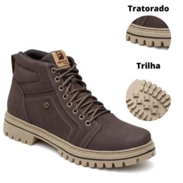 Imagem de Bota Masculina em Couro Confortável Coturno Casual Resistente-Masculino