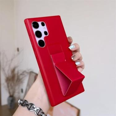 Imagem de Capa de telefone magnética com pulseira de luxo para Samsung Galaxy S24 S23 Utra S22 S21 S20 FE S10 Note 20 10 Plus Capa de couro, vermelha, para Galaxy S22