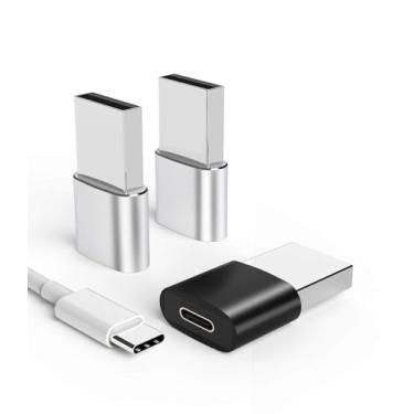 Imagem de Pacote com 3 adaptadores USB C para USB, conversor de cabo carregador tipo C fêmea para USB macho para iPhone 11 12 Mini Pro Max Airpods iPad Air4 Magsafe, Samsung Galaxy Note 10 S20 Ultra A71 S21, PC, carregamento portátil