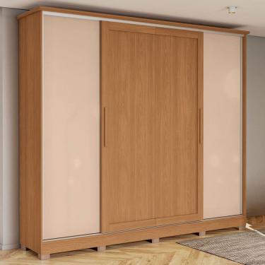 Imagem de Guarda-Roupa Casal 4 Portas 4 Gavetas Flex Canela/Macadamia - Kappesberg