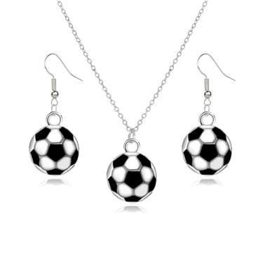 Imagem de QLYOVWE Colar esportivo de futebol 3D para mulheres e homens, moda de aço inoxidável, pingente da sorte, joias de futebol hip hop, lembrancinhas de jogadores, presentes, Zinco, Sem Pedra Preciosa