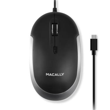 Imagem de Macally Mouse USB tipo C – Design fino e compacto – Mouse USB C para MacBook Pro iMac PC etc. – Layout simples de 3 botões e roda de rolagem com interruptor DPI – Confortável Plug & Play Mouse Apple