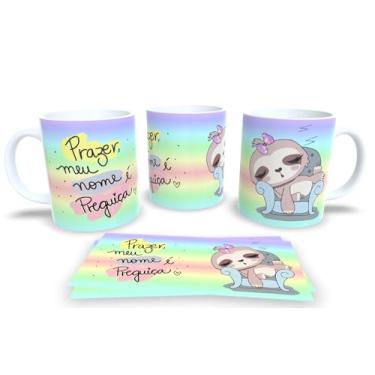 Imagem de Canecas de Porcelana Branca Personalizadas Preguiçinha Motivada (prazer meu nome é)
