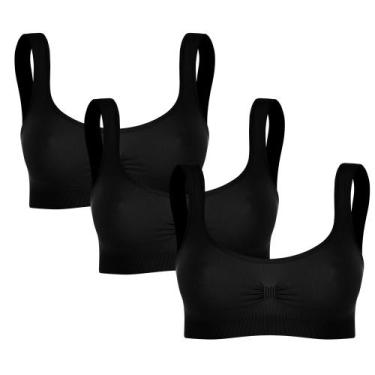 Imagem de Kit Com 3 Top Liso Básico Sem Bojo E Sem Costura Feminino Adulto Trifi