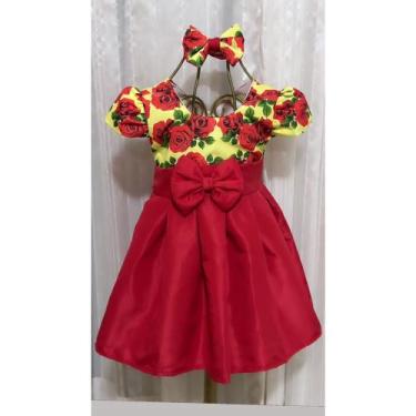 Imagem de Vestido Menina Infantil Elegante Vermelho RF03 - aurea, 03 anos a 05 a