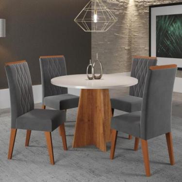 Imagem de Conjunto Sala de Jantar Mesa Fiorenza 4 Cadeiras Cristal Viero, Mel/Bl