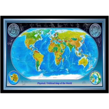 Imagem de Quadro Decorativo Mapa-Múndi Globo Terrestre Geografia Sala Escritório