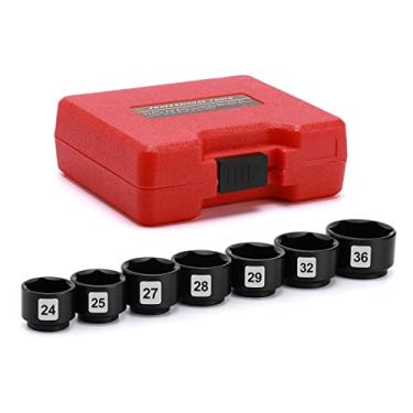 Imagem de EMENTOL 7 peças soquete de filtro de óleo de perfil baixo de 3/20.3 cm, CR-V, removedor de tampa de filtro de óleo e conjunto de ferramentas, 24 mm, 25 mm, 27 mm, 28 mm, 29 mm, 32 mm, 36 mm, kit de