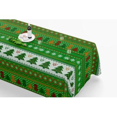 Imagem de Toalha De Mesa Retangular 10 Lugares Tecido Oxford Árvores de Natal Te