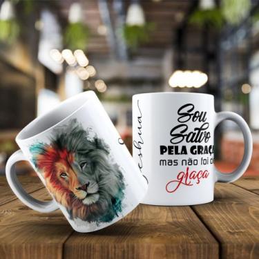 Imagem de Canacas Em Porcelana Temas Evangélicos " Leão" - Oj