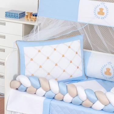 Imagem de Kit Berço Americano Trançado Urso Principe 11 Pcs Protetor Bebe Quarto