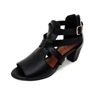 Imagem de Sandália em Couro Ankle Boot Sophia Preta - Amo Calçados, 38, Preto