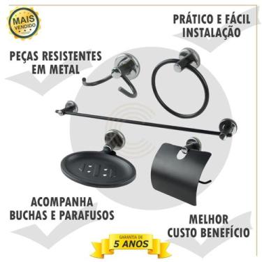 Imagem de Kit de Metal Acessórios Para Banheiro Aço Inox 5 Peças Stander Color P