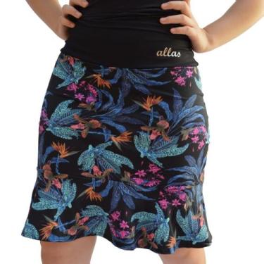 Imagem de Short Saia Babado Estampada Moda Fitness Evangélica Cós Alto Uv 50+ Ac