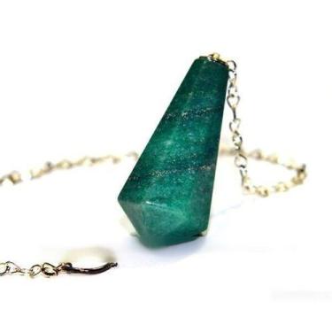 Imagem de Pendulo Piramidal Pedra Quartzo Vedre Radiestesia - CristaisdeCurvelo