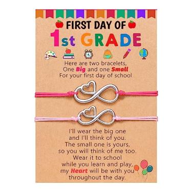 Imagem de UPROMI First Day of Prek/Kindergarten/1st Grade/2nd Grade School Presente, Back to School Bracelet Mommy and Me Matching Infinity Heart Bracelets, presentes de volta às aulas para meninas, 10 inches, Aço inoxidável, Sem pedras preciosas