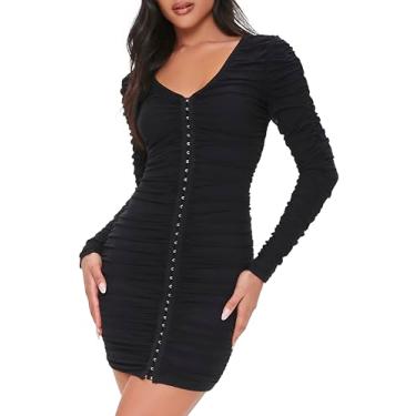 Imagem de Forever 21 Vestido feminino colado ao corpo com gancho e olho, Preto, G