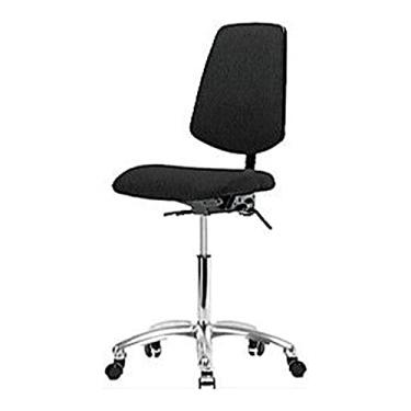 Imagem de Thomas 1163G00 Cadeira de tecido de altura média com encosto médio sem inclinação, base cromada, braços ajustáveis, anel de pé cromado, rodízios cromados, preto