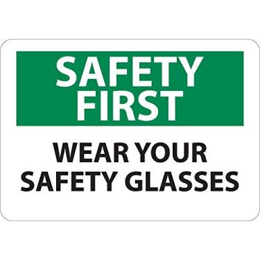 Imagem de National Marker SF39PB Placa "Safety First, Wear Your Safety Glasses", vinil PS, 25,4 cm x 35,5 cm