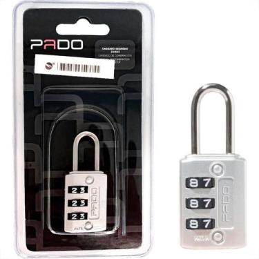 Imagem de Cadeado Para Mala Pado 3 Segredos Zamac 25Mm Prata - 52021864