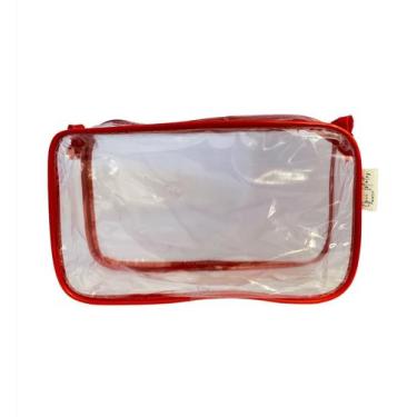 Imagem de Kit com 2 necessaire Transparente 23x15 viagem, maquiagem, esmalte, or