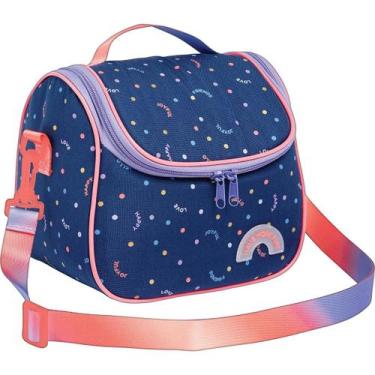 Imagem de Lancheira Tiracolo Academie Dots Azul 347558 - Tilibra