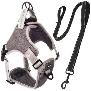 Imagem de Peitoral Pet Antipuxão Comfort + Guia Longa 150cm Madog, Cinza, M