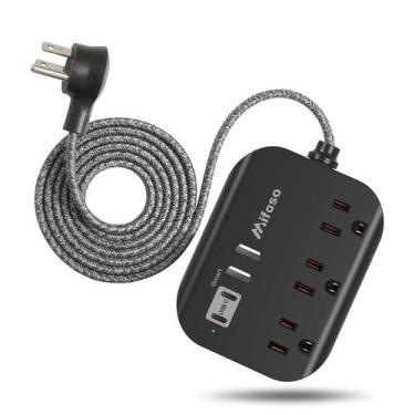 Imagem de Faixa de Alimentação Mifaso - 3 Tomadas, 4 Portas USB e Cabo de 1,5m