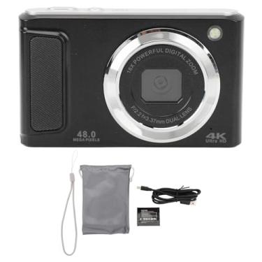 Imagem de Câmera Digital 4K UHD, IPS 2,8 Polegadas Display 16x Câmera Dupla 48MP Foco Automático Zoom Digital 16x Com Microfone e Flash LED para Gravação de Tripé (Preto)