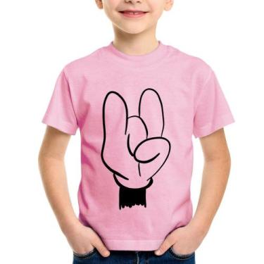 Imagem de Camiseta Infantil Rock Hand - Foca na Moda, Rosa bebê, 10