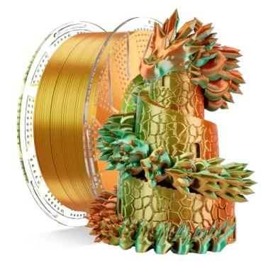 Imagem de Chitu Systems Filamento PLA de seda tricolor Conjure, diâmetros 1,75 ± 0,02 mm, filamento de impressora 3D 1 KG/2,2 lb (tricolor-verde-ouro-laranja-1kg)