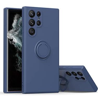 Imagem de LYJSMGZ Capa à prova de choque para Samsung Galaxy S25 Ultra/S25 Plus/S25, suporte de anel giratório, capa de silicone líquido macio suporta sucção magnética de veículos, azul, S25 Plus