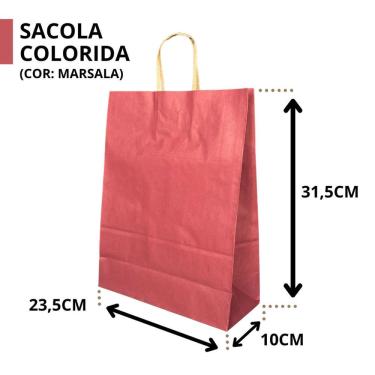 Imagem de 10 Sacola De Papel Kraft Presente Colorida 23,5X10X31,5Cm