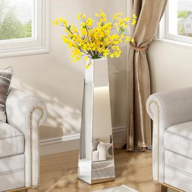 Imagem de GA Home Vaso de vidro prateado de 73 cm de altura, vasos decorativos modernos espelhados, vaso de flores grande para decoração de casa, sala de estar, entrada, escritório