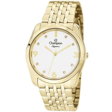 Imagem de Relógio Feminino Dourado Champion com Semi-joias