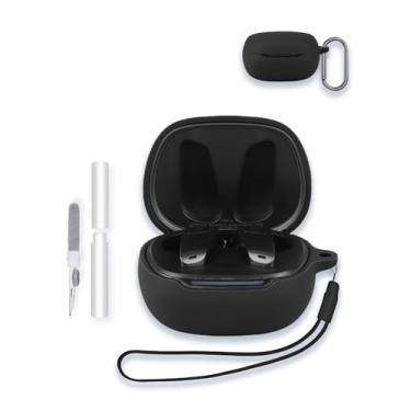 Imagem de Capa para fones de ouvido Edifier NeoBuds Planar Magnetic Drivers sem fio, protetor de silicone macio, portátil, resistente a arranhões, com kit de limpeza, mosquetão e cordão, preta