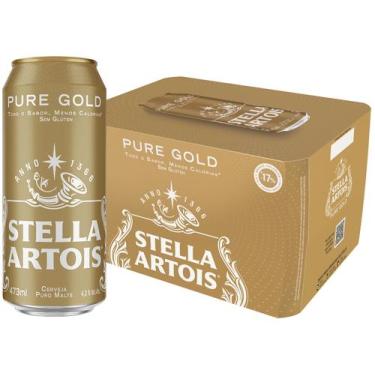 Imagem de Cerveja Stella Artois Pure Gold Puro Malte 12 Unidades Lata 473ml